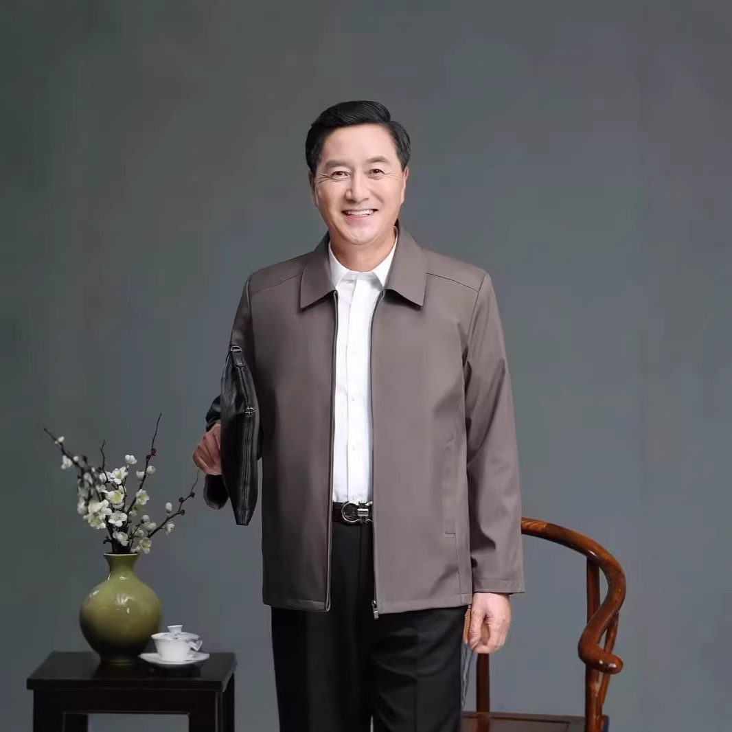 중장년 남성 봄가을 루즈핏 터틀넥 재킷 통기성 긴팔 캐주얼 아빠 외투
