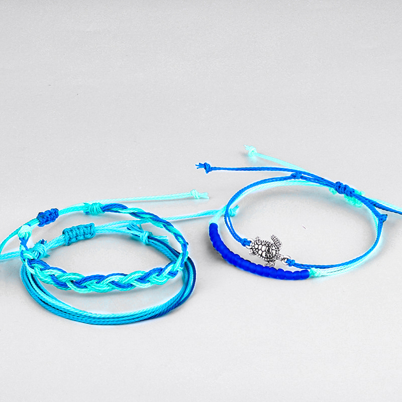 Simple Style Starfish Flower Mixed materials Braid Womenu0027S Bracelets 4 Pieces