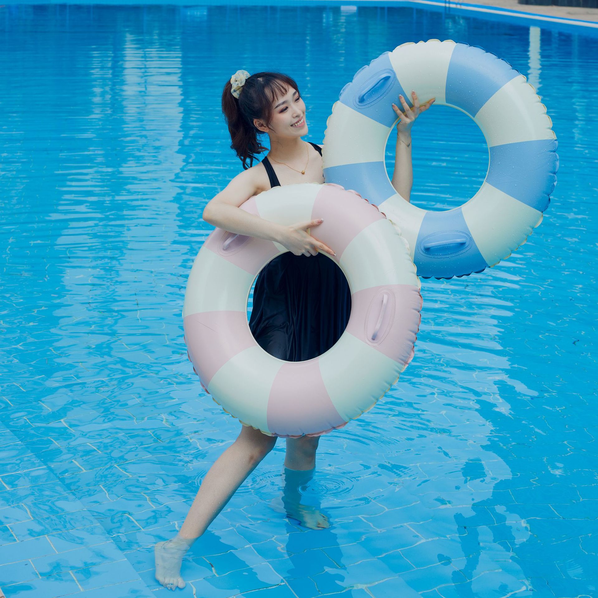 210g Weight Swim Ring Type of Swimming Accessories 1 Piece Quantity PVC Material Color Block, Solid Color Pattern Kid'S Gender Cute Style Cute Color Block Solid Color PVC Swim Ring Swimming Accessories 1 Piece 7