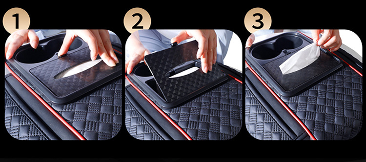 Car Central Armrest Box Heightening Pad, Protective Multi-Functional Car Tissue Box, Water Cup Holder, Storage Bag, Car Interior Accessories