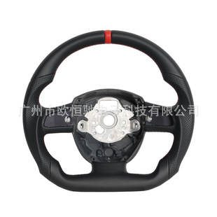 Cross-Border Hot-Selling Product Suitable for 12-16 Audi A3A4A5/Rs3/Rs4 Full Leather Flat-Bottom Sports Steering Wheel Modification