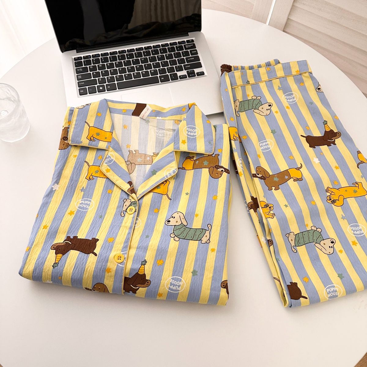 120G nubes de algodón pijama ropa para el hogar mangas cortas pantalones largos conjunto entidad mayorista sudeste asiático TK pedidos de comercio exterior transfronterizo