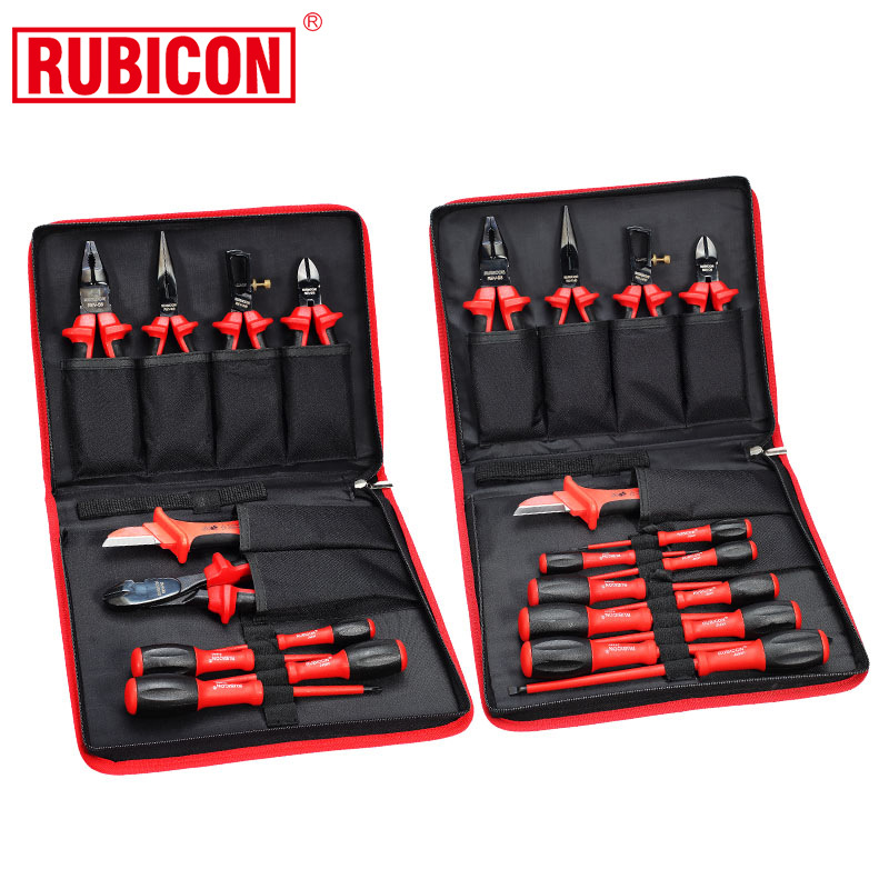 日本进口Rubicon绝缘电工钳工具包套装尖嘴钳斜口钳剥线钳组合