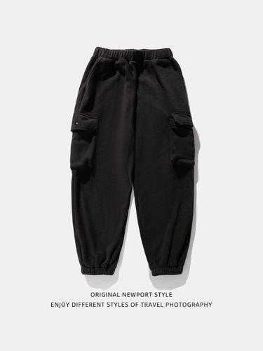 Hanlu Men's Plush Fleece Work Casual Pants Autumn Loose Japanese Casual Bootcut Long Pants q