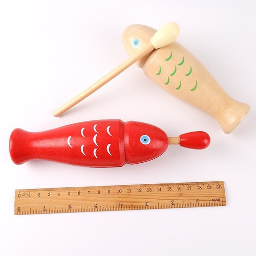 Orff percussion wooden children's percussion instrument red wooden fish-shaped toy sound tube to relieve stress and meditate