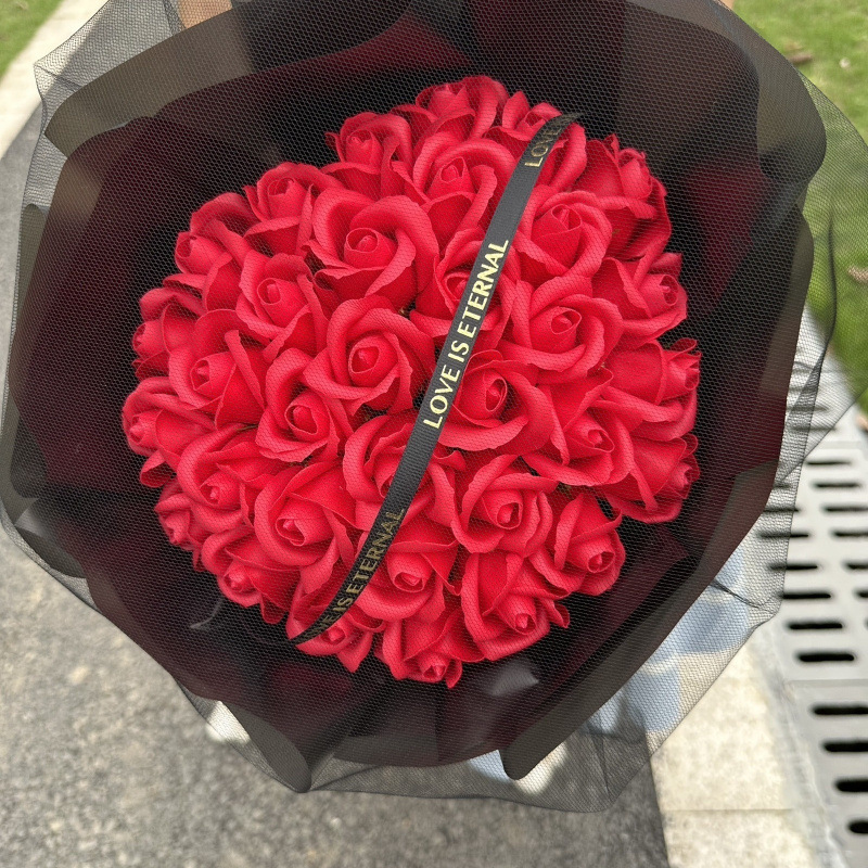 生日送女生大束碎冰蓝玫瑰黑骑士花束仿真香皂花闺蜜妈妈|undefined