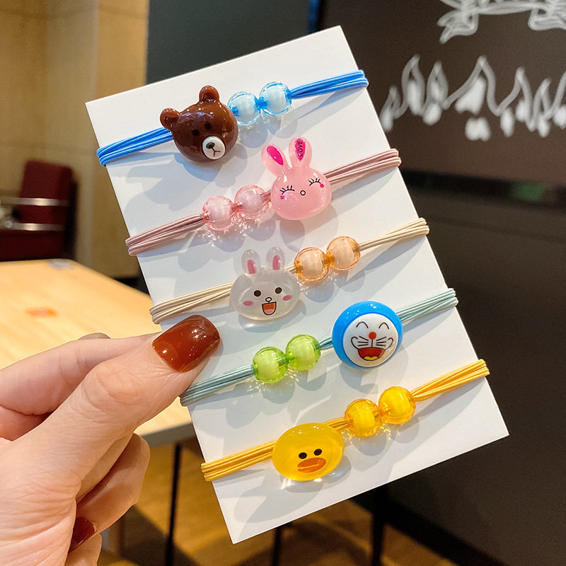 인터넷 인기 소녀의 귀여운 머리 밧줄 만화 동물 곰 헤어 로프 한국 스타일 모리 스타일 헤어 액세서리 여성용 헤어 밴드 헤어 링