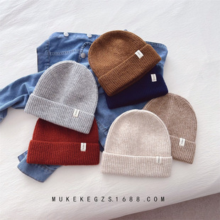 Simple old money style children's wool hat personality wool soft trendy children's all-match knitted hat boy's main hat fashion