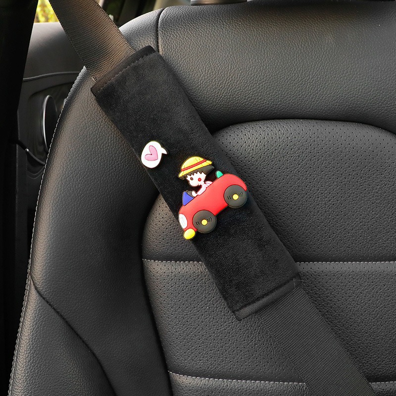 Car Shoulder Pads, a Pair of Cartoon Cute Safety Belt Protective Covers, Soft Plush Goddess Car Seat Belt Decoration