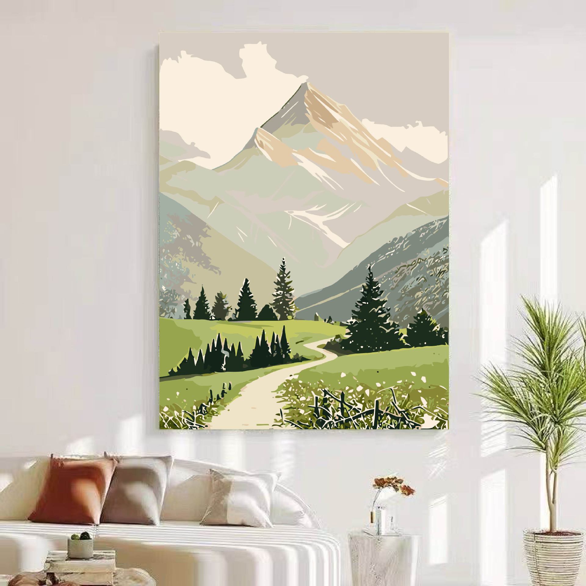 El viento tranquilo del sol Jinshan porche pinturas decorativas de textura de alto nivel pinturas de paisaje verde pinturas decorativas de paisaje