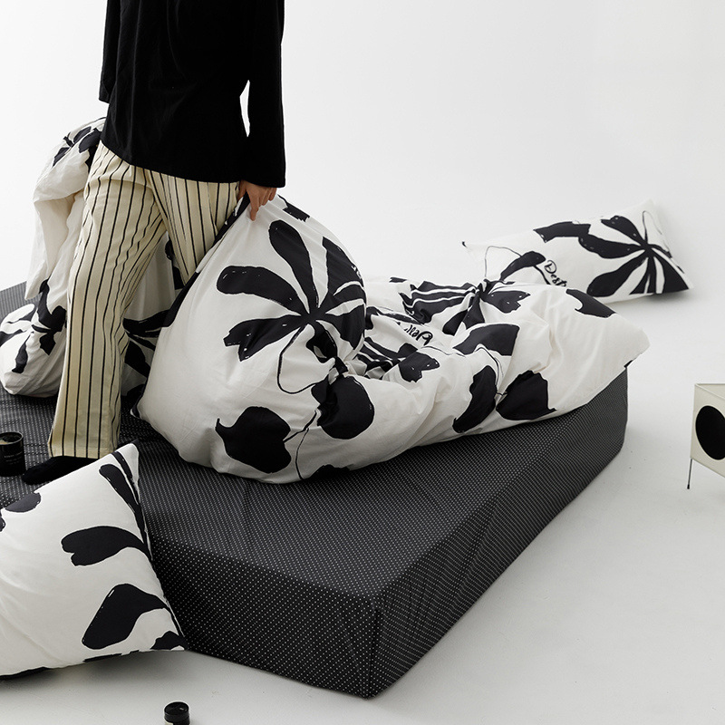 Nordic Minimalist Pure Cotton Bedding Set 4 Piece Fitted Sheet_voghion.com