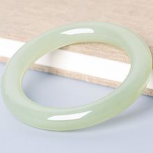 正宗新疆和田色晴水色手镯胖圆条青白玉镯子天然玉石少女款青玉镯