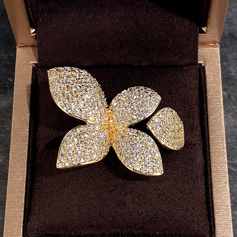 15g Weight Zircon Inlay Material Open Rings Classification One Size Ring Size 1 Piece Quantity Family Gathering, Tea Party Occasion Copper Material Leaf, Flower Pattern Women's Gender Inlay Design Elegant, Streetwear Style Copper Elegant Lady Streetwear Inlay Leaf Flower Zircon Open Rings 6