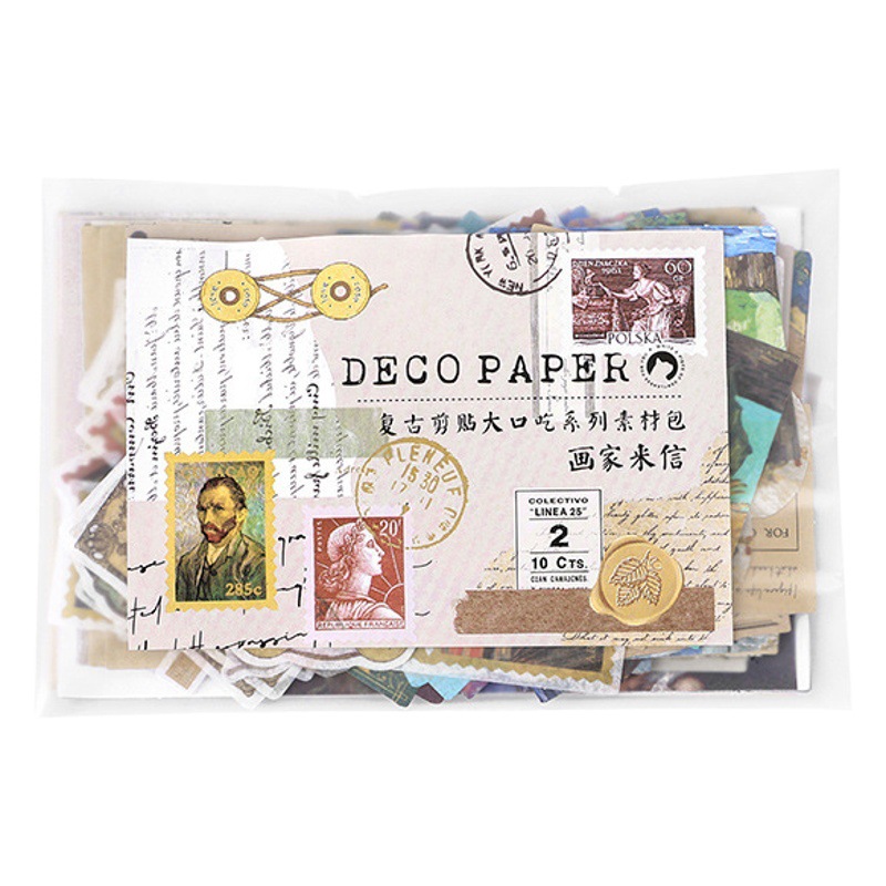 Infeel. Me bolsa de material retro pegatinas de corte gran tartamudeo serie retro artístico diario DIY material pegatinas 4