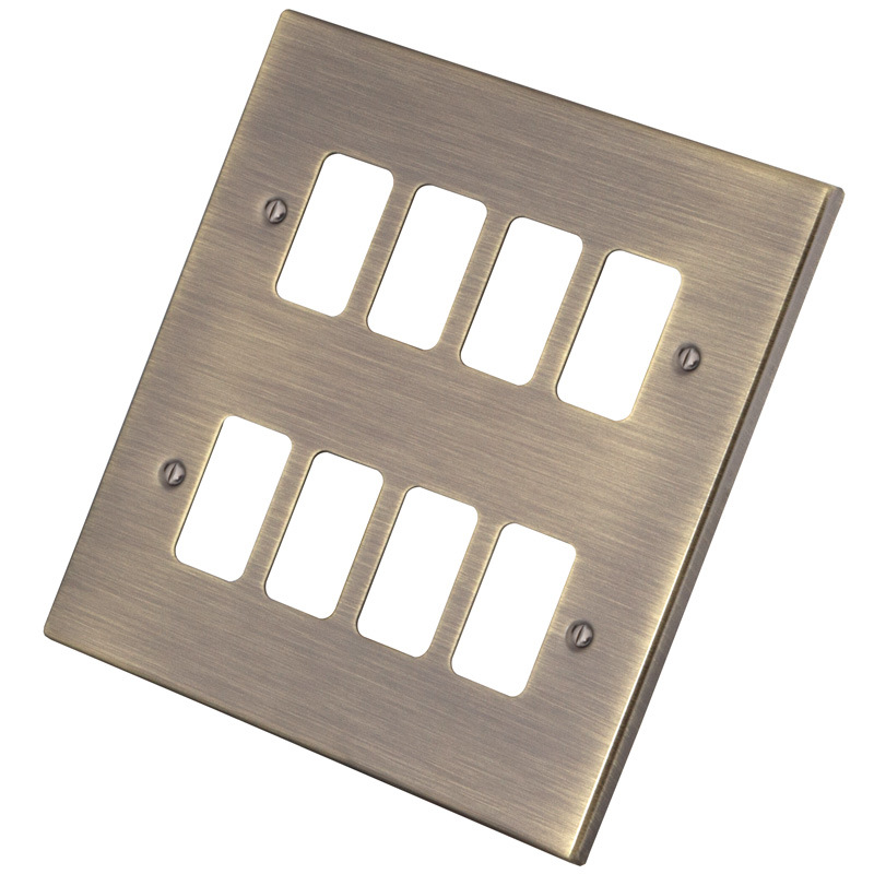 英标英式英规英国开关面板  8 MODULE GRID PLATE ANTIQUE BRASS