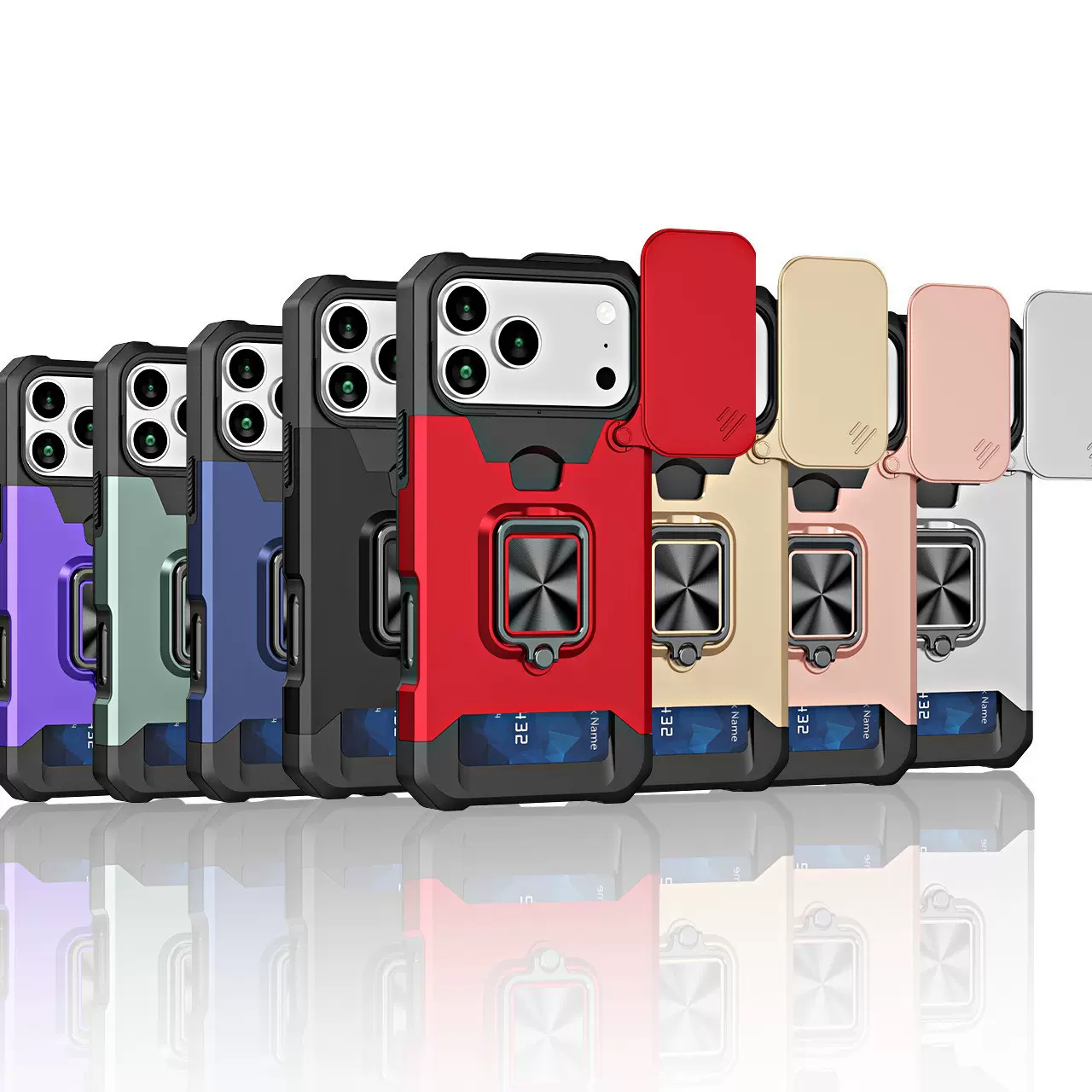 适用于苹果IP17系列指环推窗插卡保护壳支架防摔个性新款手机壳
