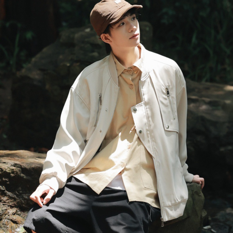 Traje de béisbol de diseño de nicho americano retro para hombres primavera y otoño nuevo estilo suelto calle alta vibe chaqueta de traje de vuelo chaqueta