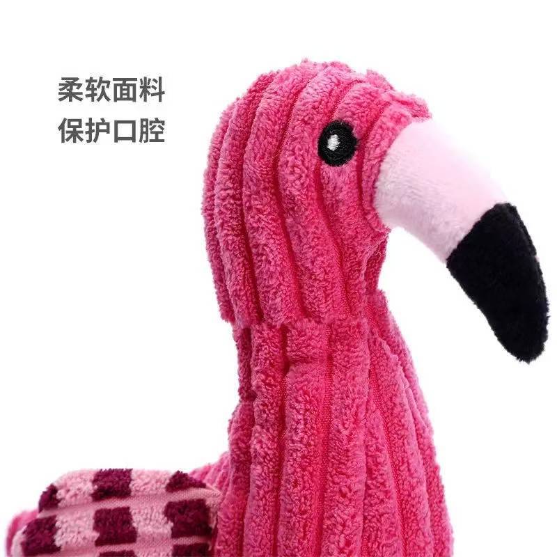 Nuevos juguetes para mascotas Flamenco peluche sonido juguetes molares resistentes a la mordida Melamydia puzzle juguetes para perros