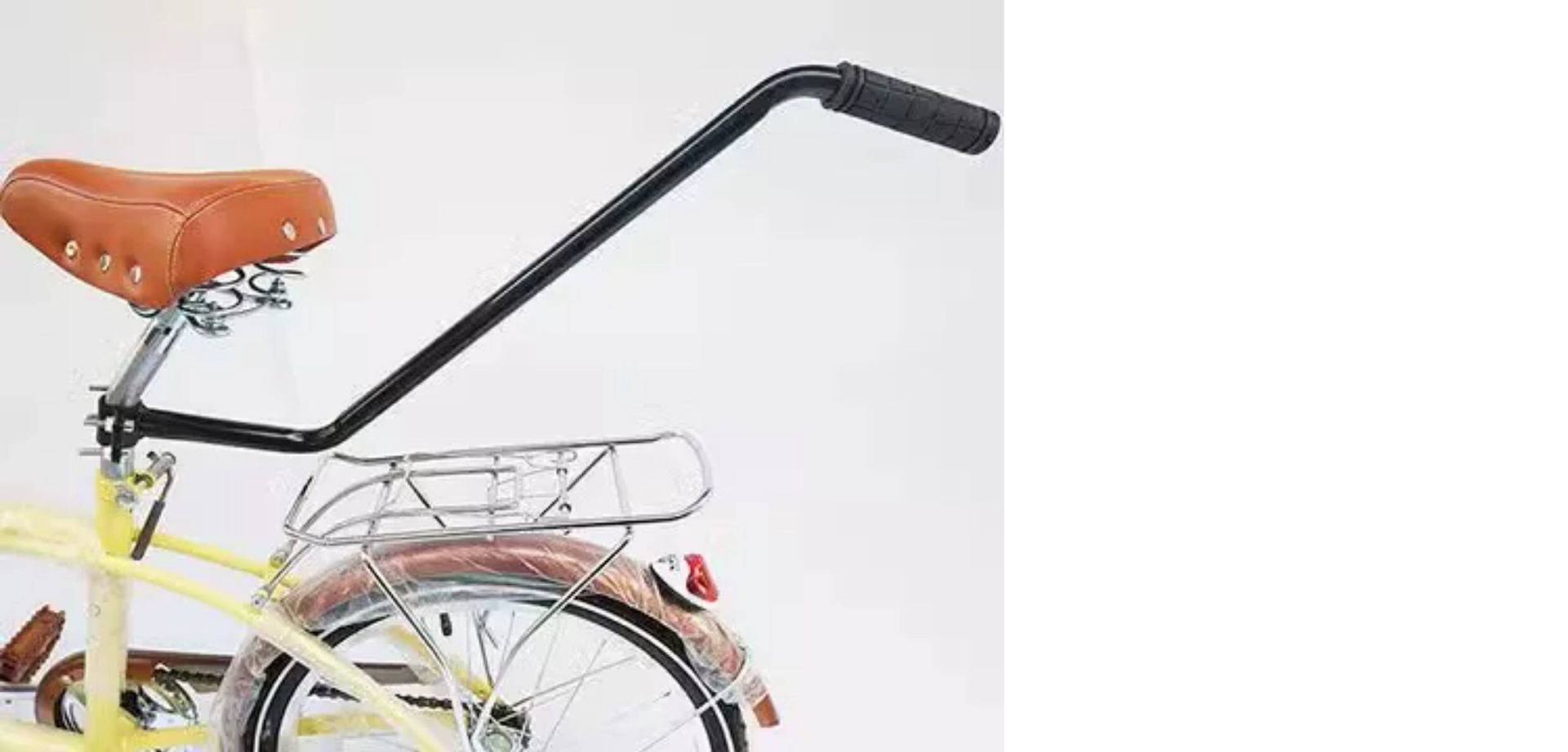Children's Learning-To-Ride Bicycle Aid: Auxiliary Handlebar, Push Rod, Auxiliary Wheels, and Kickstand for Kids to Learn to Ride a Bike