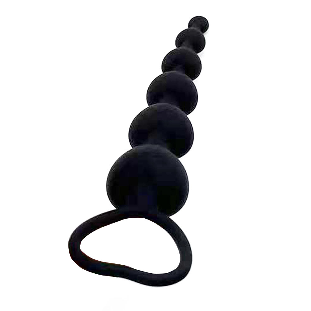 Plug anal de silicona con forma de corazón y seis bolas juguete_voghion.com