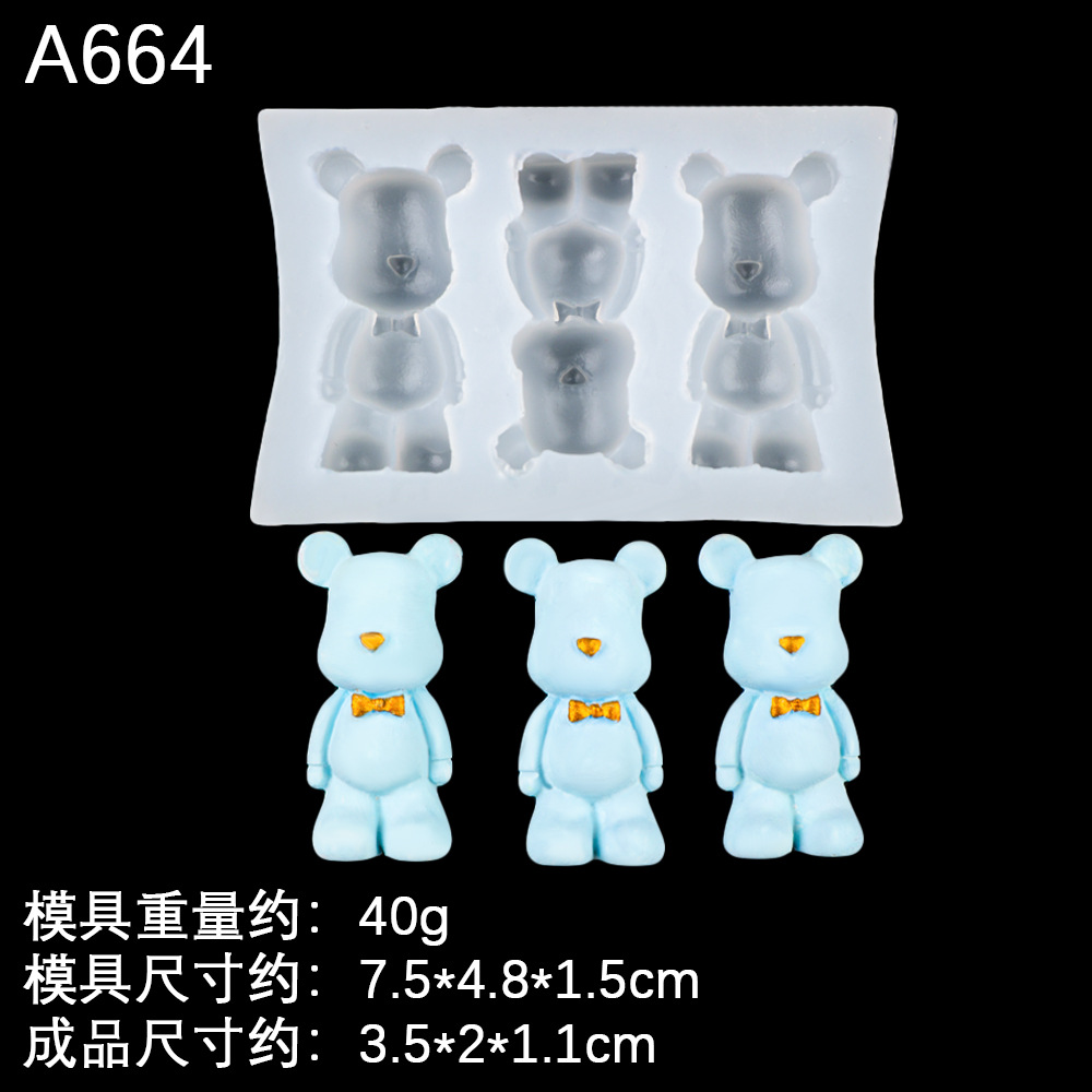 Pajarita de oso de dibujos animados epoxi molde de silicona galleta molde de fondant de chocolate herramienta de molde de yeso hecho a mano de bricolaje