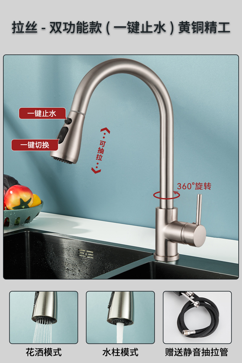 Vida canción transfronteriza grifo de la cocina caliente y fría de doble uso vegetal grifo de la fábrica suministro directo