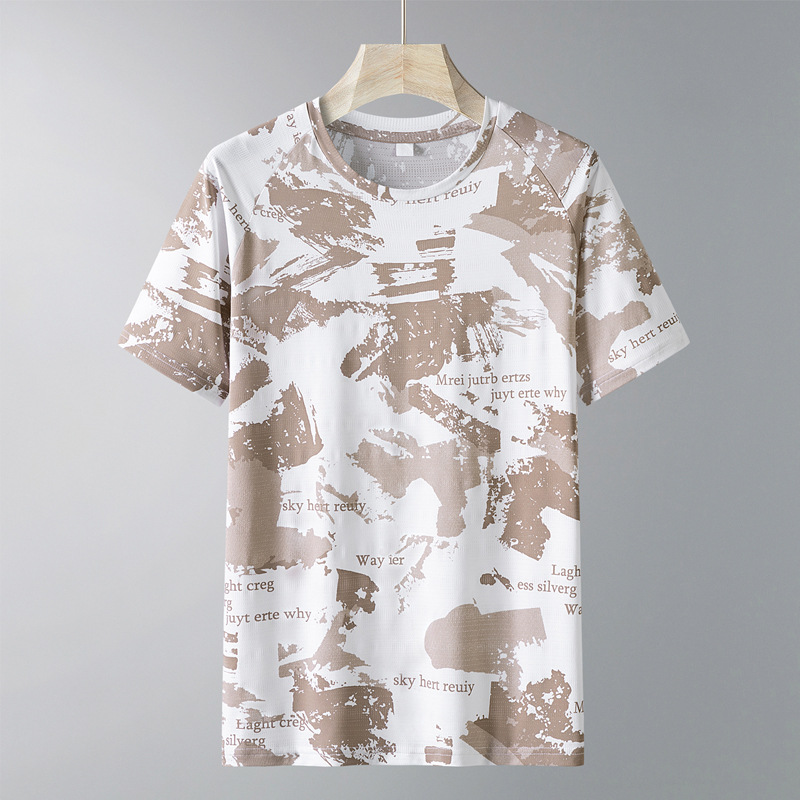 Camiseta de hielo transfronteriza de manga corta para hombres verano 2025 nueva ropa de secado rápida suelta para hombres camiseta de base de media manga grande image 10