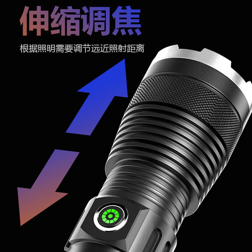 New LED Strong Beam Flashlight Wholesale Type-C Charging P50 Zoom Emergency Multi-Function Outdoor Flashlight