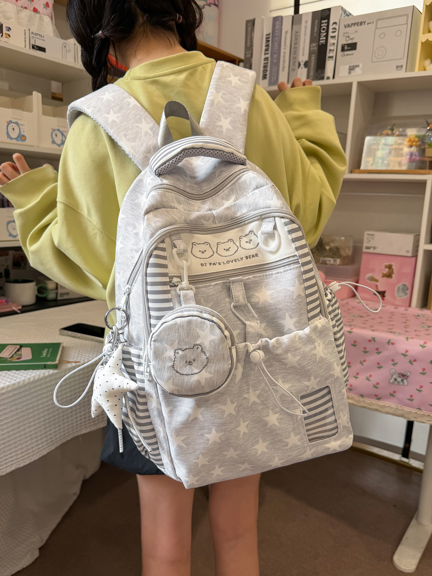 New Style College-Style Large-Capacity Japanese-Style Fresh Cartoon Polka Dot Backpack for Middle and High School Students Lightweight Travel Backpack
