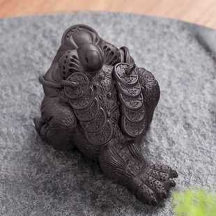 ✅ Purple Sand Tea Pet Golden Toad Ornaments Kung Fu Tea Set Pixiu Tea Ceremony Brings Good Fortune