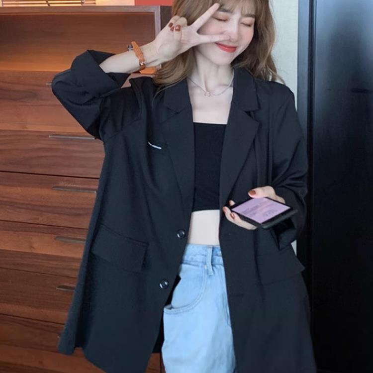 Thin Single-Layer Small Suit Jacket for Women Korean Style Casual Loose Lazy Top Professional Commuting Sun Protection Autumn Spandex