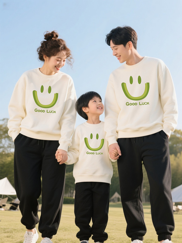 亲子装卫衣长袖宽松圆领秋冬班服舒适套头衫学校亲子活动休闲上衣|undefined