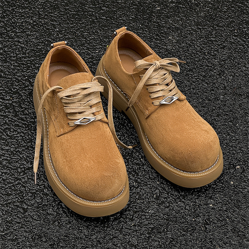 2024 New Elevated Derby Shoes Men's Casual Couple Shoes Retro Big Toe Leather Shoes 1088-X