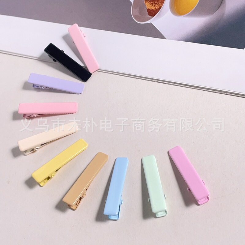 3.7cm double fork marked candy color macaron spray paint hairpin side clip broken hair bangs clip glossy hairpin jewelry