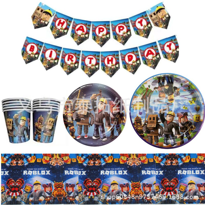 New Spot Blue Robot Party Decoration Supplies Virtual World Blue Lego Party Once in Tableware New Spot Blue Robot Party Decoration Supplies Virtual World Blue Lego Party Once in Tableware
