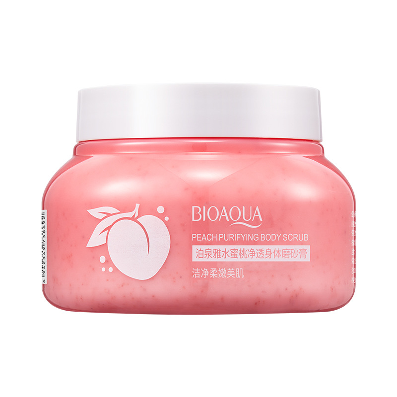 Exfoliante corporal purificador de melocotón Boquanya: limpia profundamente, elimina las células muertas de la piel y mejora la apariencia de la piel.
