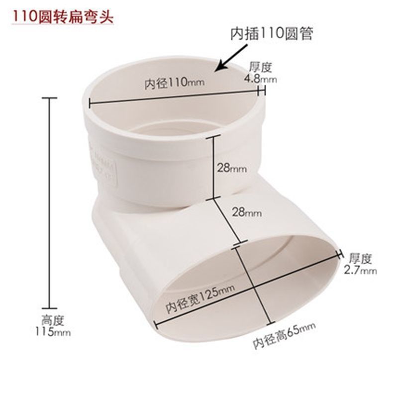Pvc 110 baño accesorios de tubería plana downcomer cambio plano codo redondo directo cambio plano tee accesorios de tubería de PVC