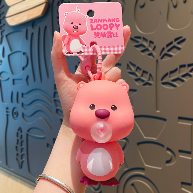 Loopy Bubble Blowing and Squeezing Keychain, Loopy Doll Pendant, Backpack Decoration, Toy Ornament, Available for Dropshipping