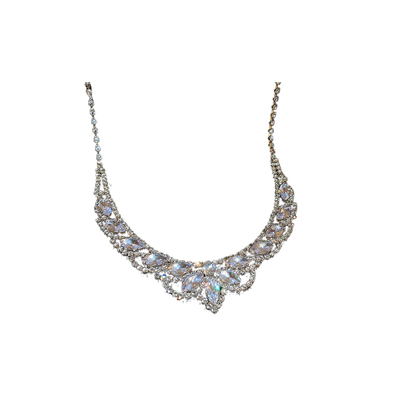 Gota de agua incrustada en forma de U borla collar pendientes de dos piezas de moda de lujo de la industria pesada collar europeo y americano de alto grado