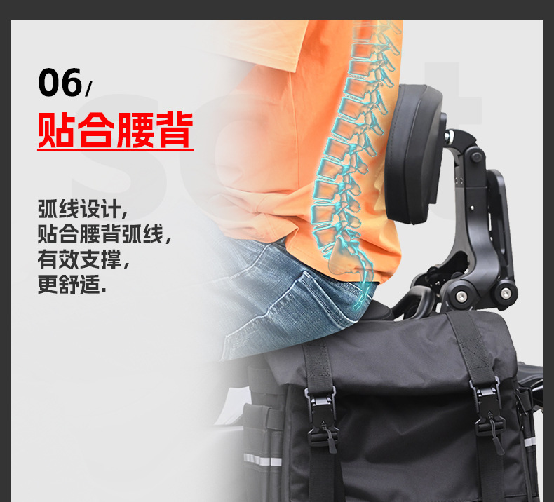 Suitable for Cfmoto 550Clc Bumper Folding Backrest Quick-Release Side Bag Rear Backrest Passenger Backrest Rear Rack Modification