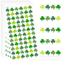圣帕特里克节贴纸绿色三叶草幸运标签自粘装饰贴派对礼品封口贴