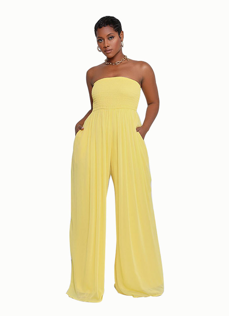 Wide-Leg Chiffon High-Waist Jumpsuit NSXHX76760