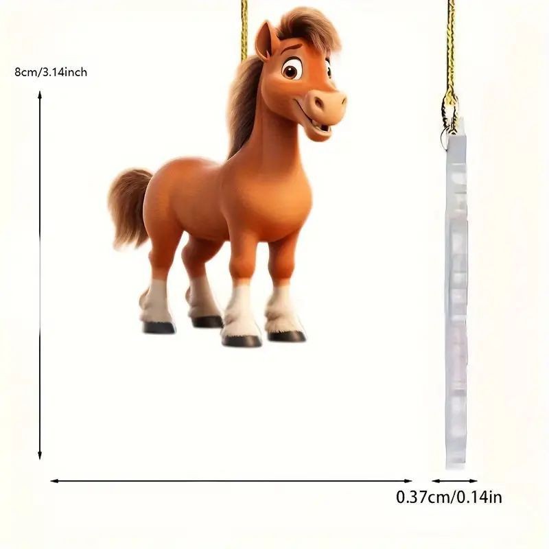 Creativo lindo colgante de pony acrílico plano transfronterizo automóvil retrovisor interior decoración colgante llavero