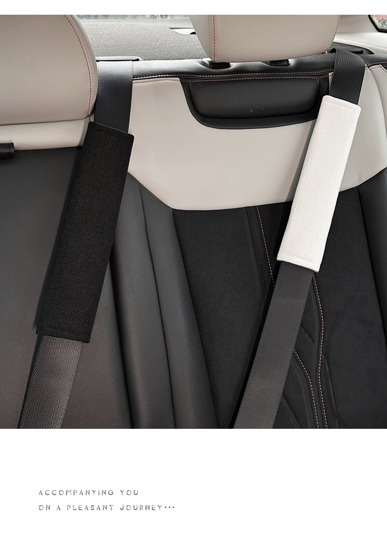 Cross-Border Car Seat Belt Shoulder Protector, Universal Cotton and Linen Car Seat Belt Protective Cover for All Seasons, Car Shoulder Protector