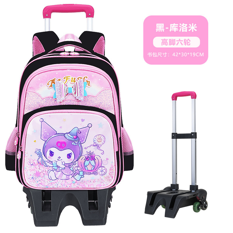 Mochila Escolar con Rodillos para Niñas Grado 1-3-6 de Tela Oxford Impermeable para Escuela Primaria