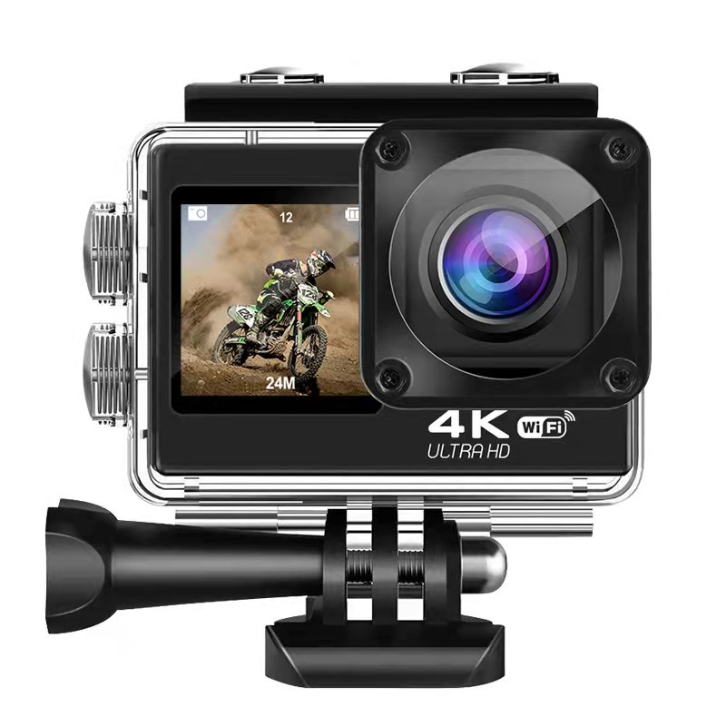 Dual-Screen 4K60FPS Action Camera – Waterdichte sportcamera met wifi, EIS-stabilisatie en 2-inch kleurenscherm_voghion.com