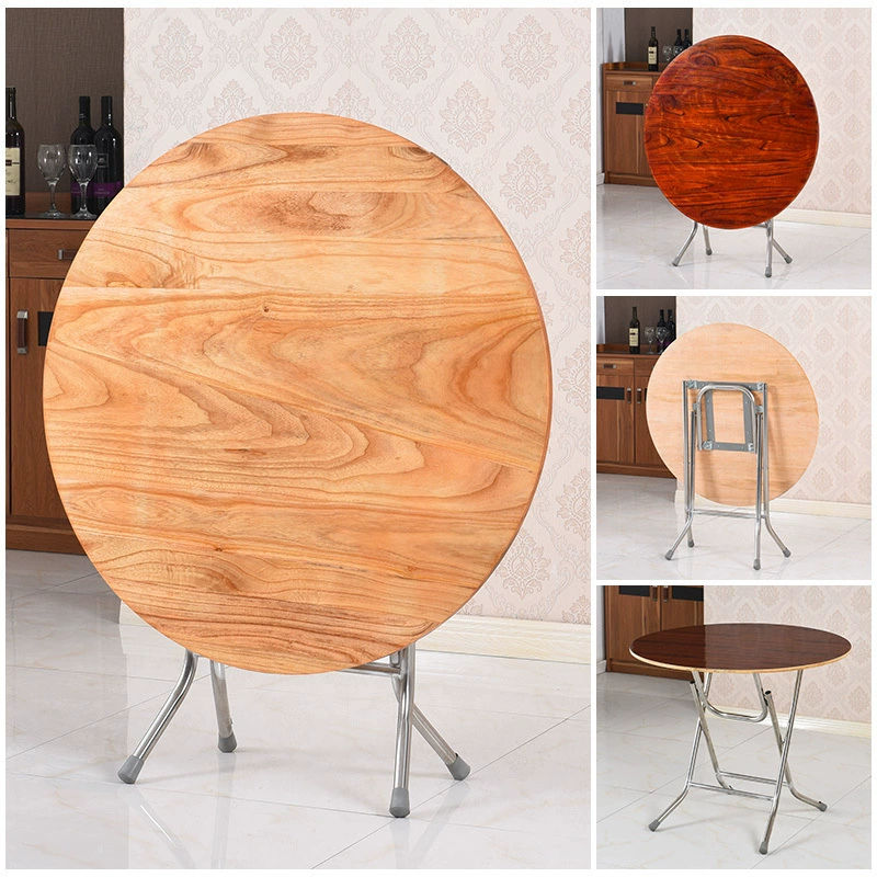 Круглый простой складной обеденный стол, круглый стол, обеденный стол из цельного дерева, большой круглый стол, складной обеденный стол для маленькой квартиры, бытовой
