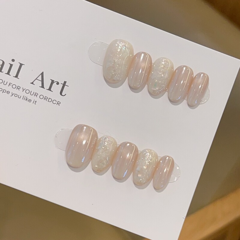 【Oil Painting】Dreamy Pearlescent Gradient Hailey Cat Eye Handmade Wearable Nails 263 Styles with Box and Tool Kit