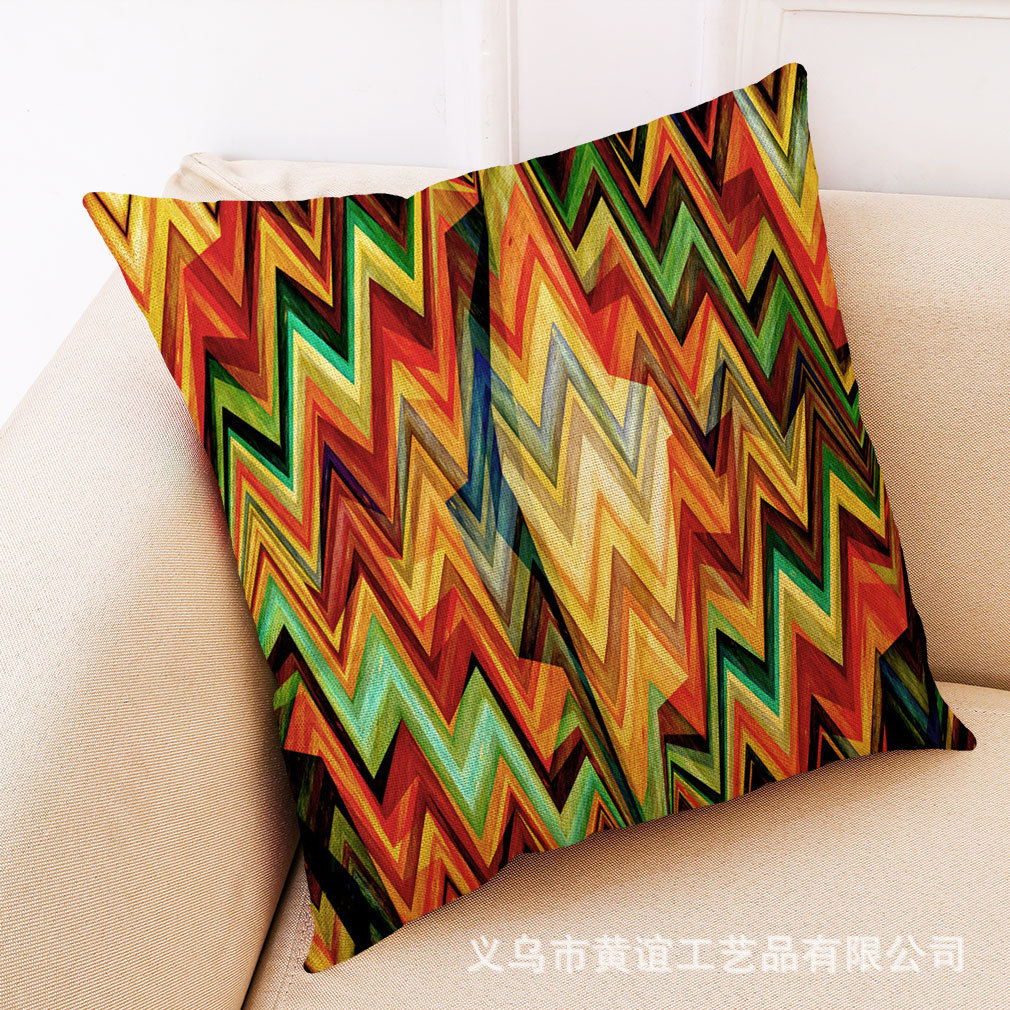 亚马逊 eBay 跨境抽象几何图案棉麻抱枕套 汽车靠垫 午睡抱枕靠垫