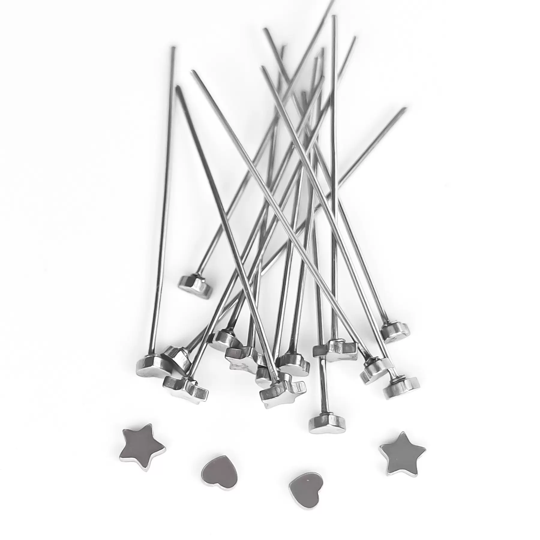 不锈钢星星针 爱心T针DIY不掉色饰品配件五角星平头针手工饰品针